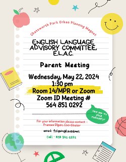 ELAC Monthly Meeting - May 2024 (Informational Flyer)
