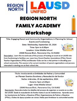 Region North Family Academy Workshop - September 25, 2025 at 5:00 PM