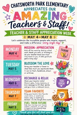 Staff/Teacher Appreication Week - 05.04-05.08.2026